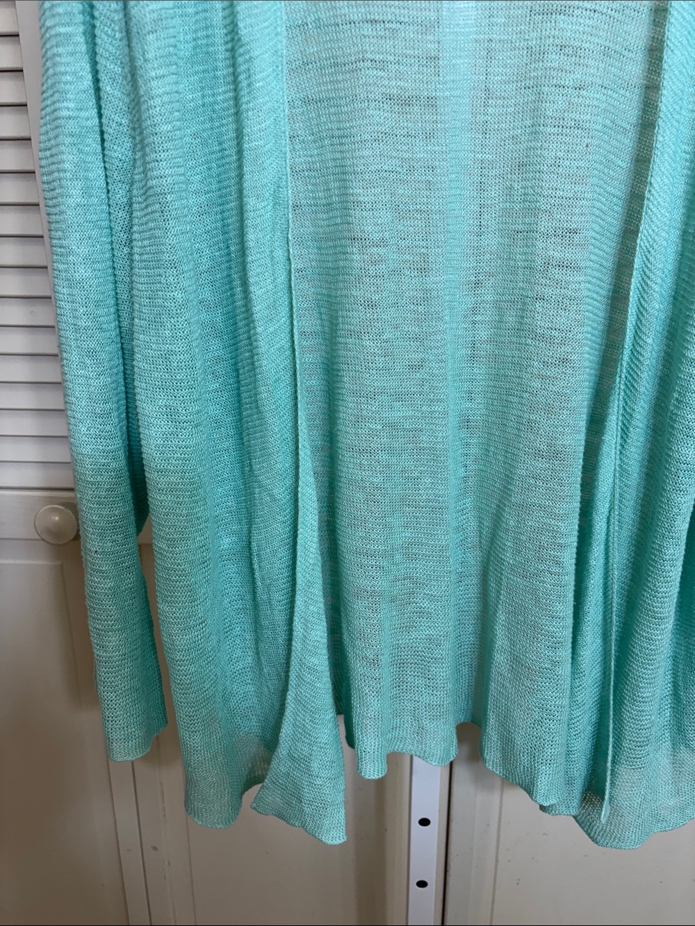 Eileen Fisher 100% Linen Aqua Open-Front Draped Cardigan 2X - Picture 4 of 13